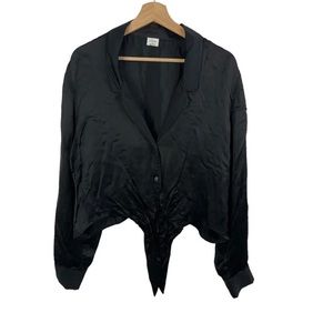 Wilfred Front Tie Button Down Blouse Shirt Women's Size XL Silk